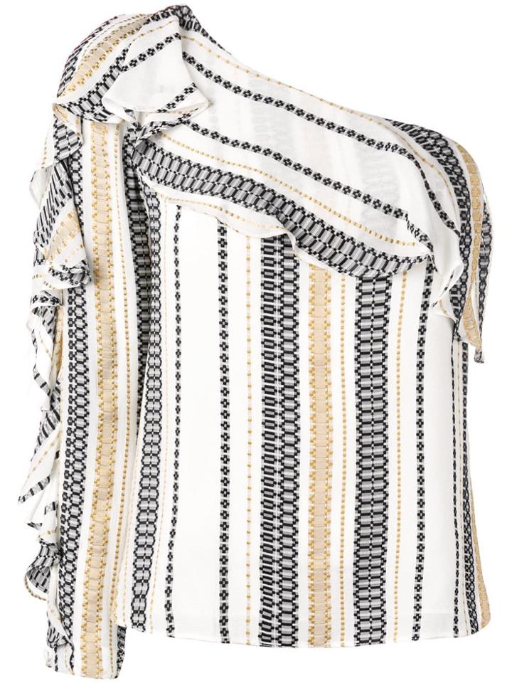 Zeus+dione One Sleeve Embroidered Blouse - White