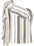 Zeus+dione One Sleeve Embroidered Blouse - White