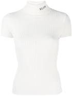 Valentino Contrast Logo Ribbed Knit Top - Neutrals