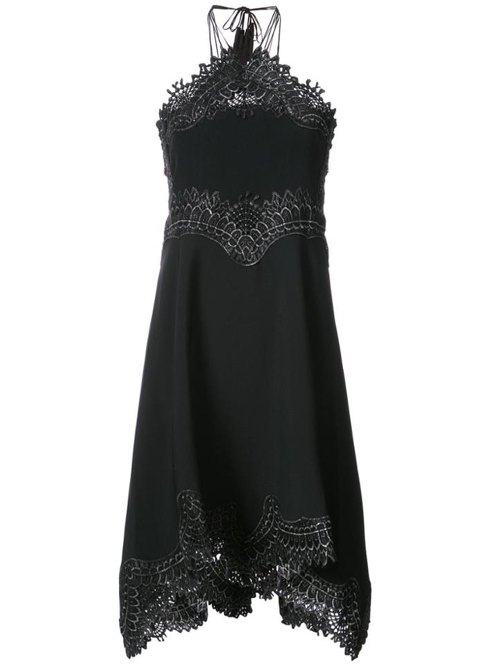 Jonathan Simkhai Flared Lace-trimmed Halterneck Dress - Black