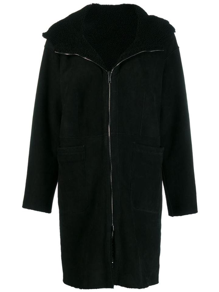Salvatore Santoro Fitted Zip Up Coat - Black