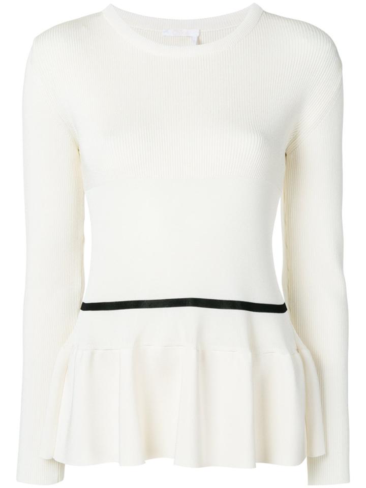 Chloé Ribbed Peplum Jumper - White