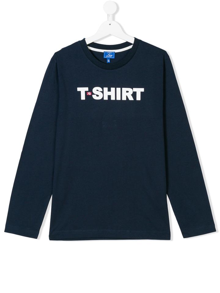 Fay Kids Long Sleeve Printed T-shirt - Blue