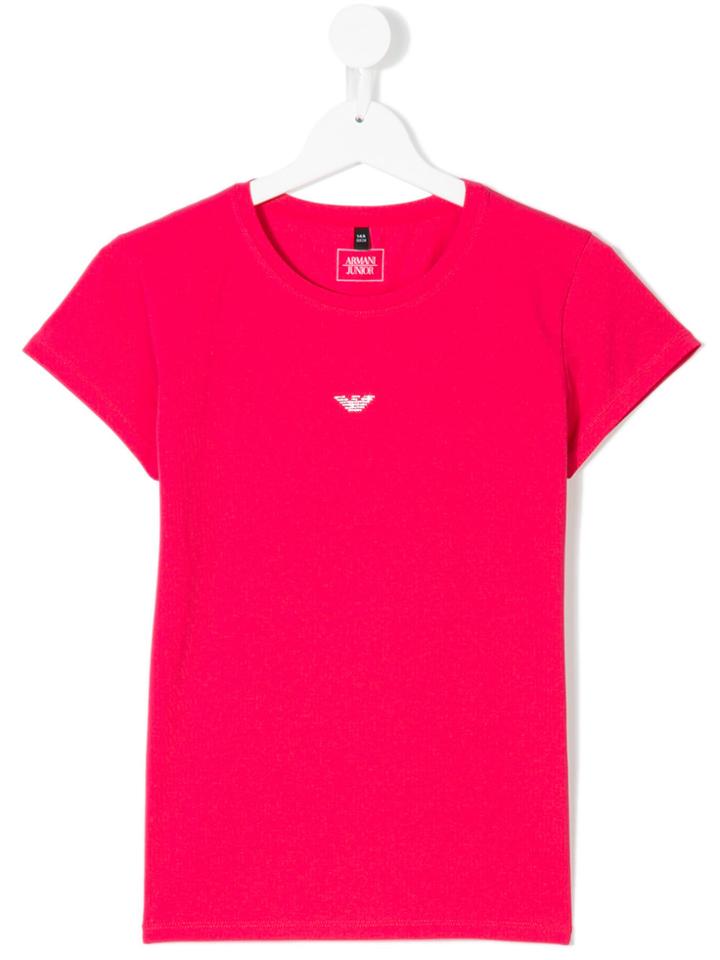 Armani Junior Crystal Logo Top - Pink & Purple