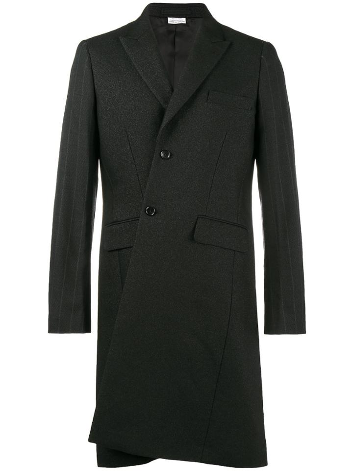 Comme Des Garçons Homme Plus Asymmetric Bias Cut Long Coat - Black
