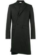 Comme Des Garçons Homme Plus Asymmetric Bias Cut Long Coat - Black