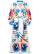 Yuliya Magdych Pansies Embroidered Dress - White