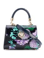 Young Versace - Medusa Floral Tote - Kids - Patent Leather - One Size, Blue