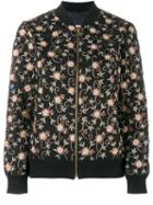 Ashish Floral Embroidered Bomber Jacket, Women's, Size: Xs, Black, Cotton/polyester