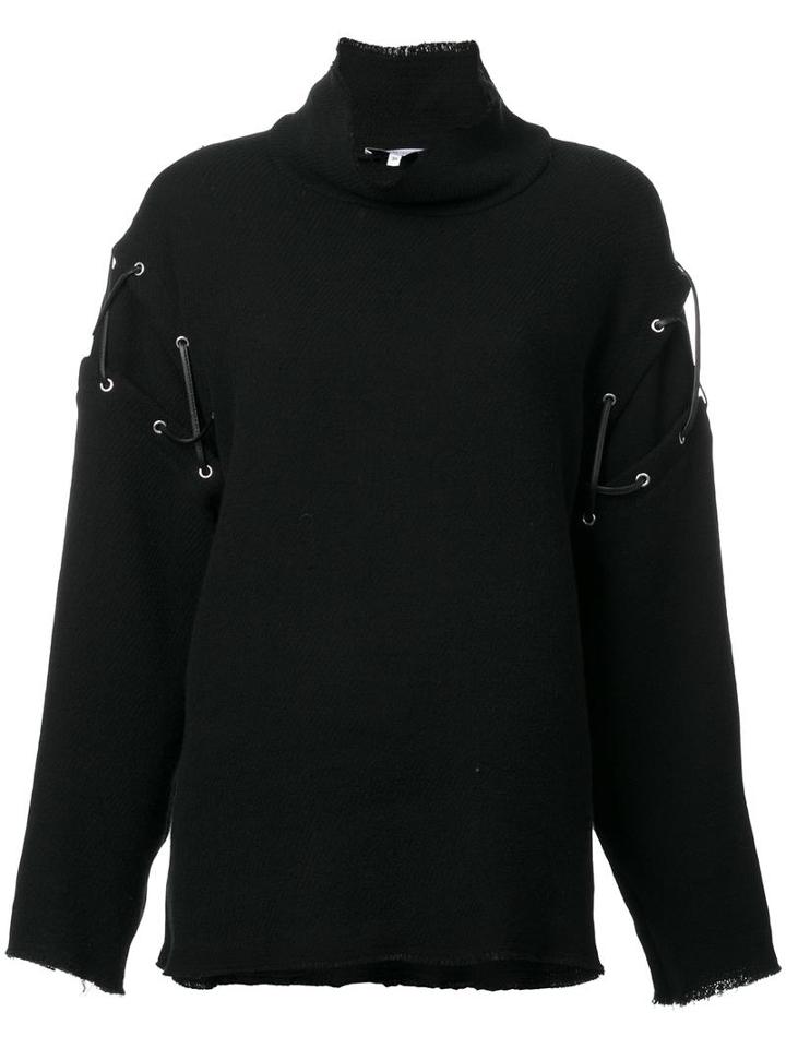 Iro Laced Sleeve Sweatshirt, Women's, Size: 36, Black, Cotton/polyimide