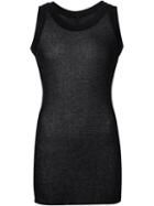 Barbara I Gongini Semi Sheer Ribbed Tank Top, Women's, Size: 36, Black, Cotton/polyester