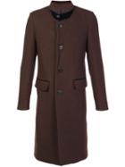 Umit Benan Notched Lapel Mid Coat, Men's, Size: 52, Brown, Virgin Wool