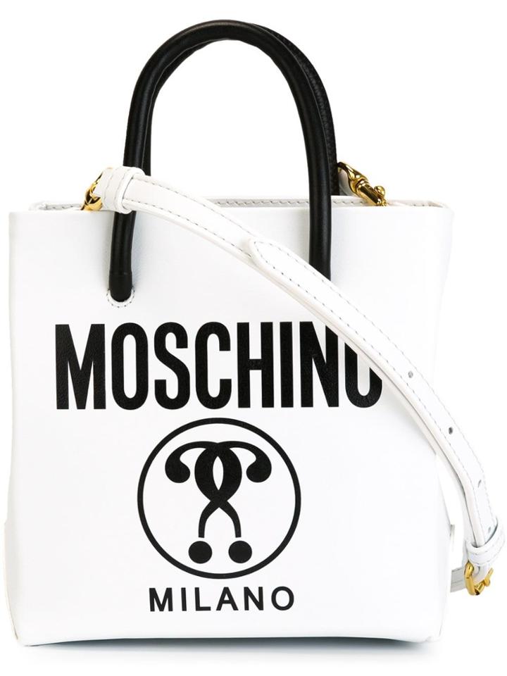 Moschino Double Question Mark Print Tote - White