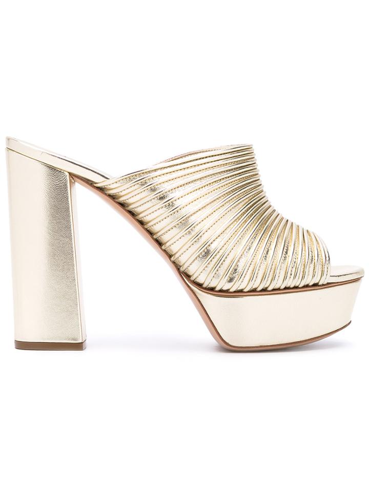 Casadei Open Toe Platform Mules - Nude & Neutrals