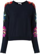 Chloé Floral Sleeve Jumper, Women's, Size: Medium, Grey, Polyamide/mohair/virgin Wool