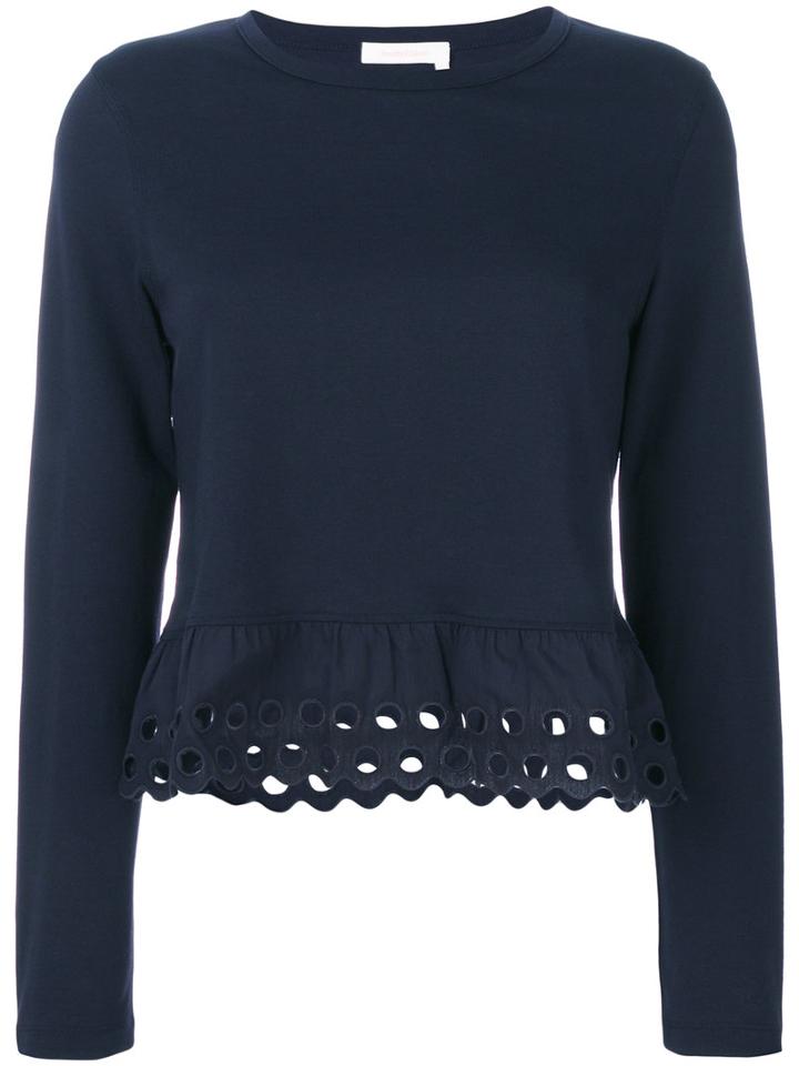 See By Chloé - Broderie Anglaise Jumper - Women - Cotton - S, Blue, Cotton