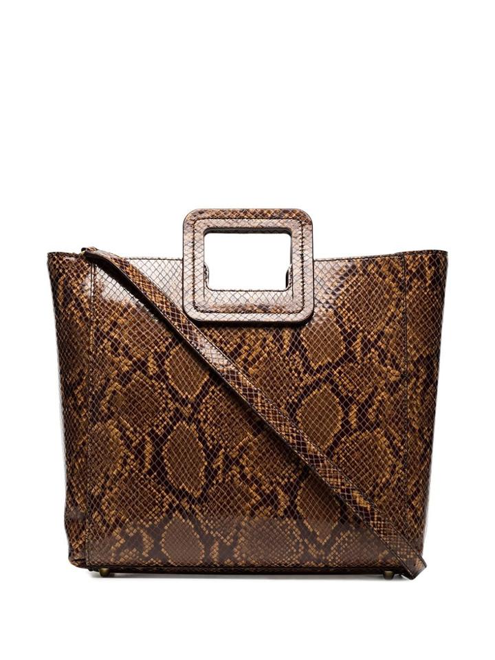Staud Shirley Snake-print Tote Bag - Brown