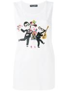 Dolce & Gabbana Designer's Patch Tank Top, Women's, Size: 38, White, Cotton/polyester/polyamide/virgin Wool
