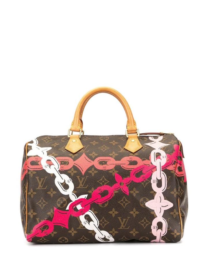 Louis Vuitton Pre-owned Bay Chain Flower Speedy 30 Tote - Brown