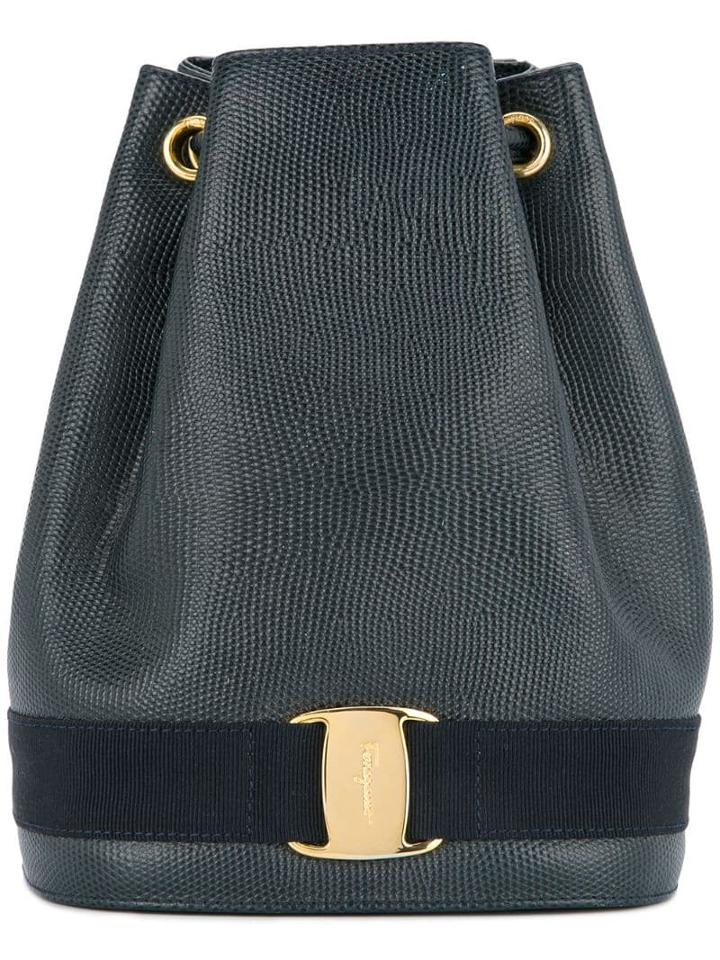 Salvatore Ferragamo Pre-owned Vara Logos Drawstring Backpack - Black