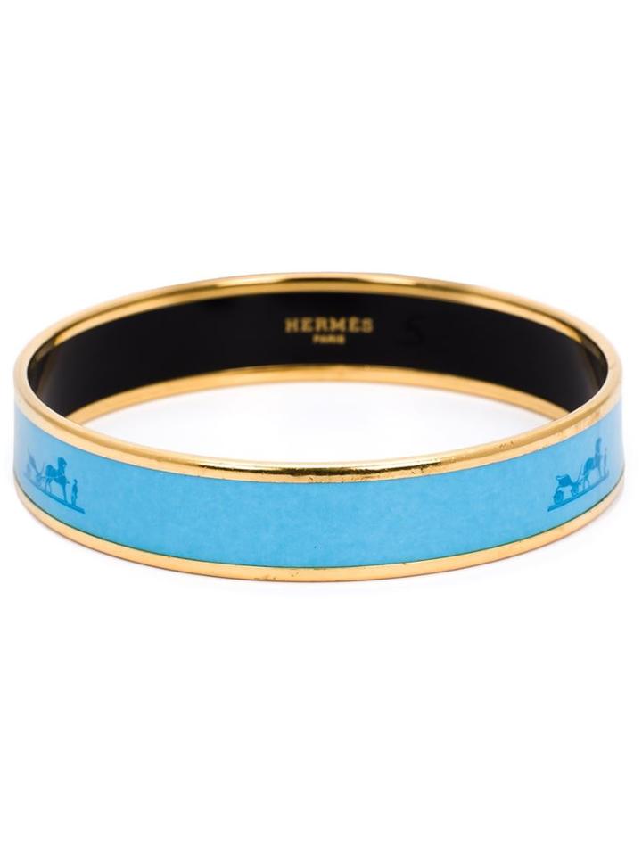 Hermès Vintage Logo Enamel Bracelet, Women's, Blue