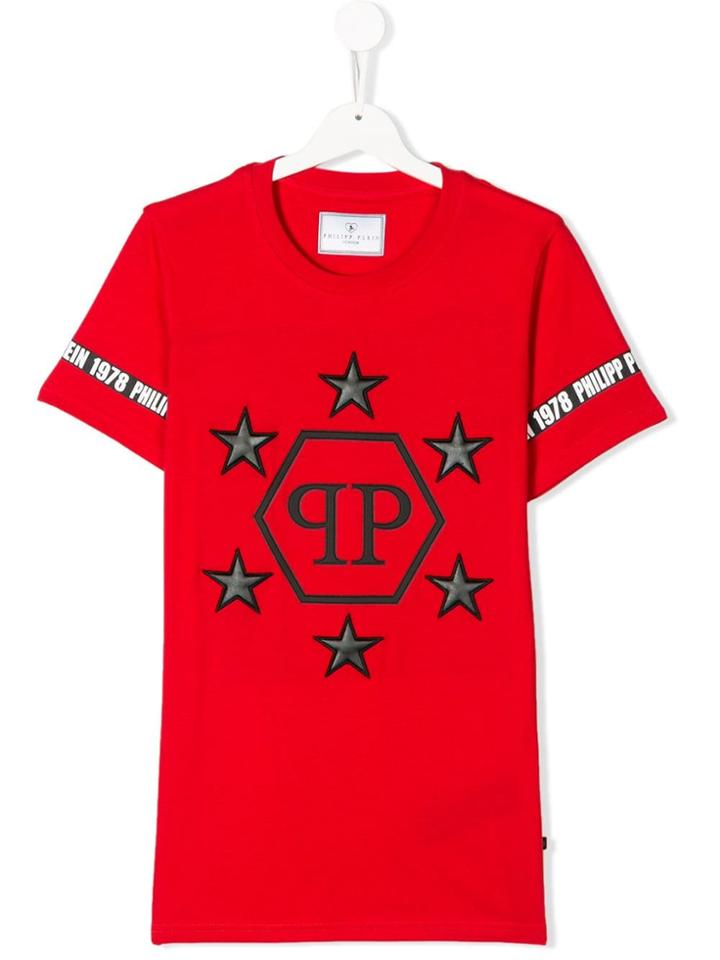 Philipp Plein Junior Teen Logo Star Patch T-shirt - Red