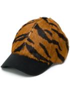 Simonetta Ravizza Furrissima Tiger Print Baseball Cap - Brown