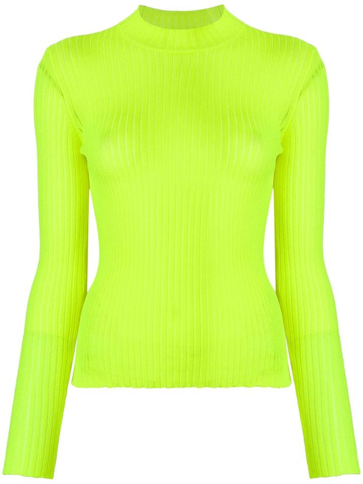 Msgm High-neck Ribbed Top - Yellow