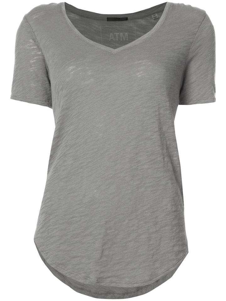Atm Anthony Thomas Melillo Slub Jersey Schoolboy V-neck Tee - Green