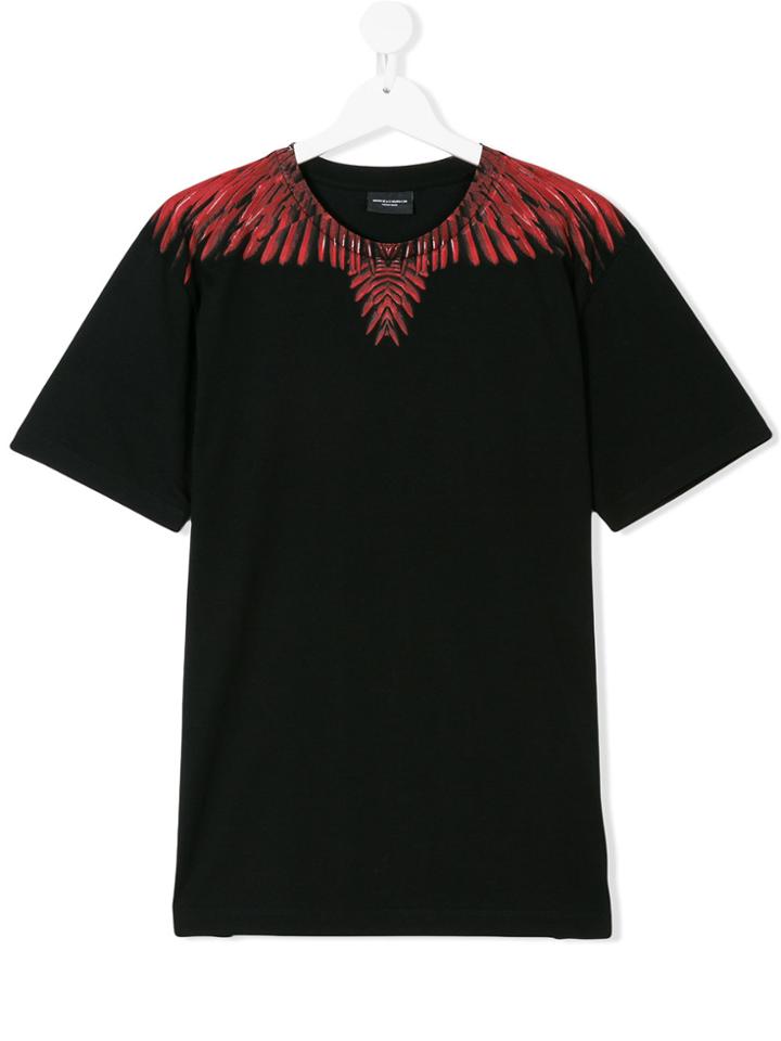 Marcelo Burlon County Of Milan Kids Printed Neckline T-shirt - Black