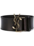 Saint Laurent Serpent Buckle Belt, Women's, Size: 80, Black, Calf Leather