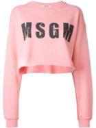 Msgm Logo Print Cropped Sweatshirt
