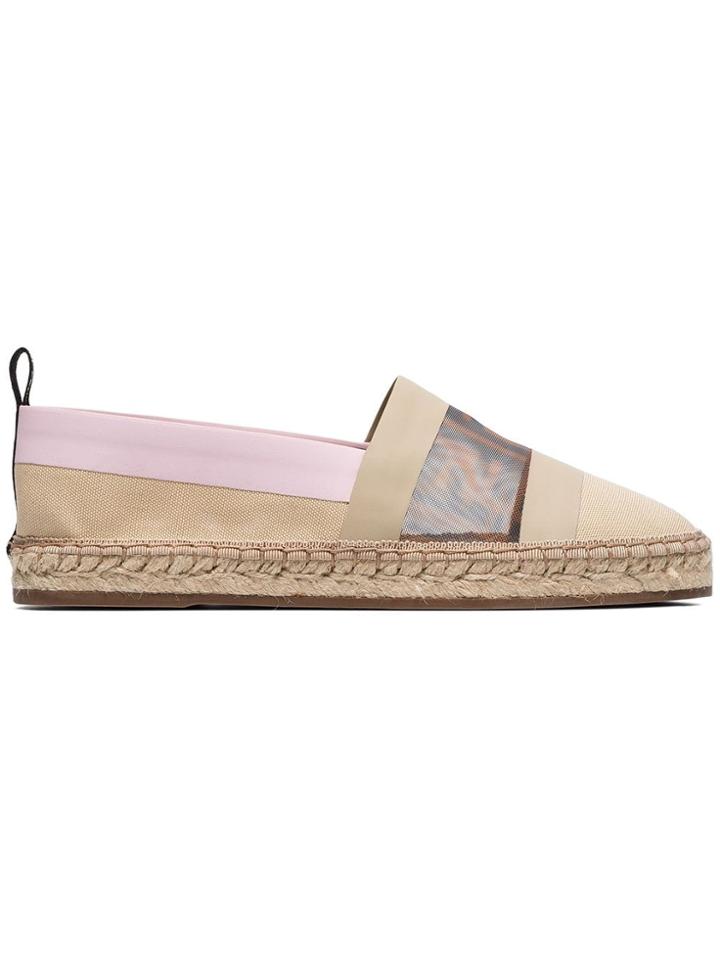 Fendi Beige, Brown And Lilac Colibri Mesh Logo Espadrilles - Neutrals
