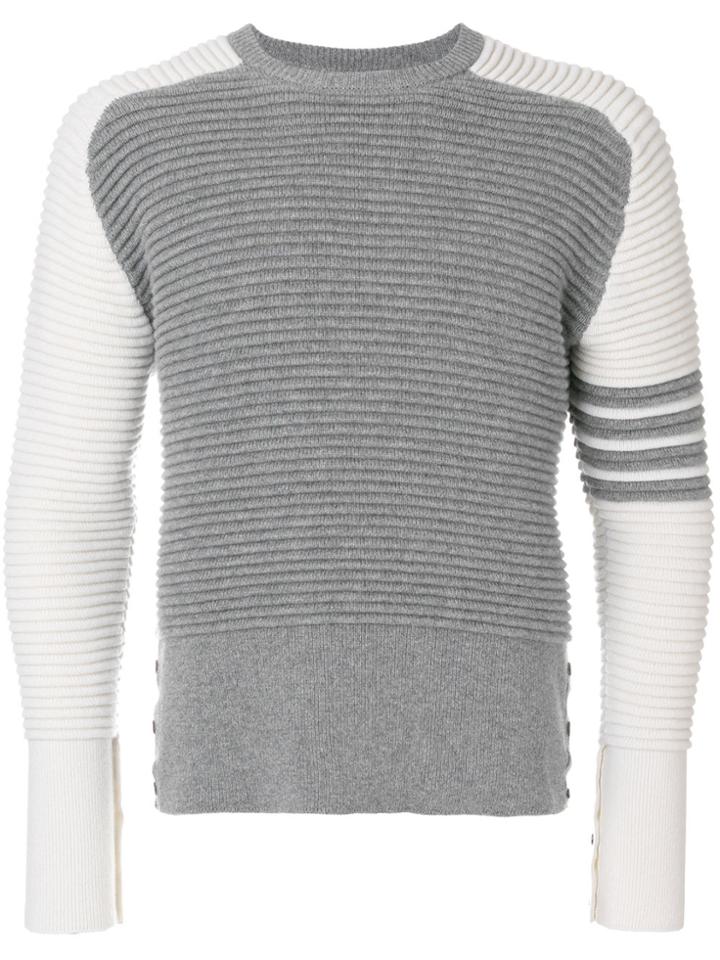 Thom Browne Raglan Crewneck Pullover With Ottoman Stitch & 4-bar
