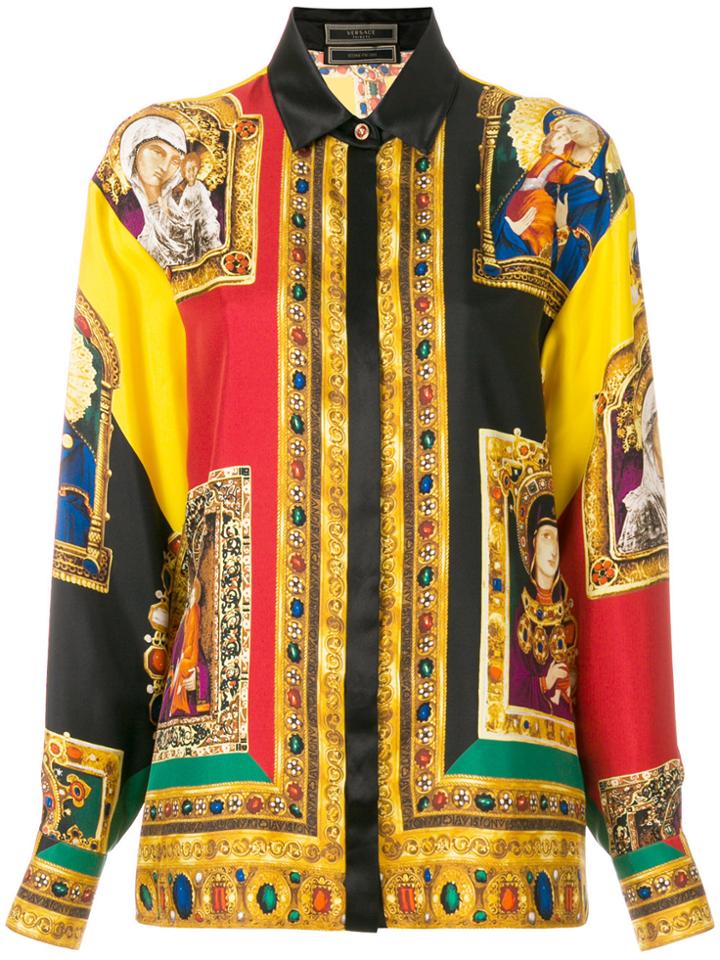 Versace Madonna And Child Print Shirt - Multicolour