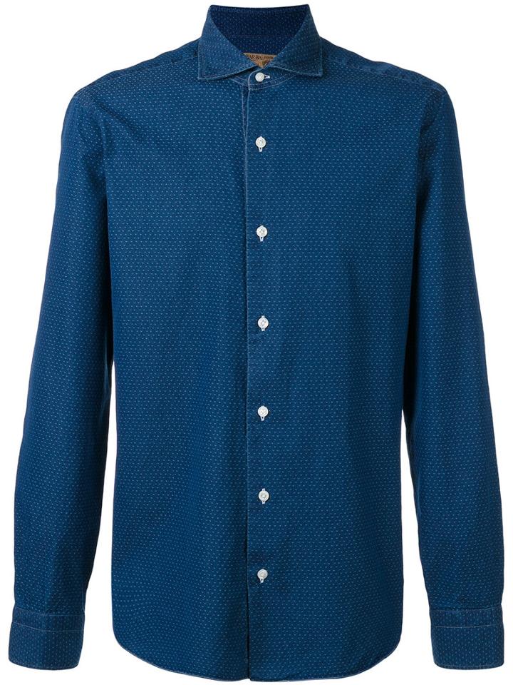 Barba - Textured Shirt - Men - Cotton - 43, Blue, Cotton