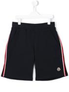 Moncler Kids Side Stripe Shorts, Boy's, Size: 14 Yrs, Blue