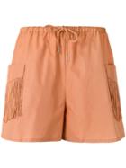 See By Chloé - Fringe Pocket Shorts - Women - Cotton/polyester - 38, Yellow/orange, Cotton/polyester
