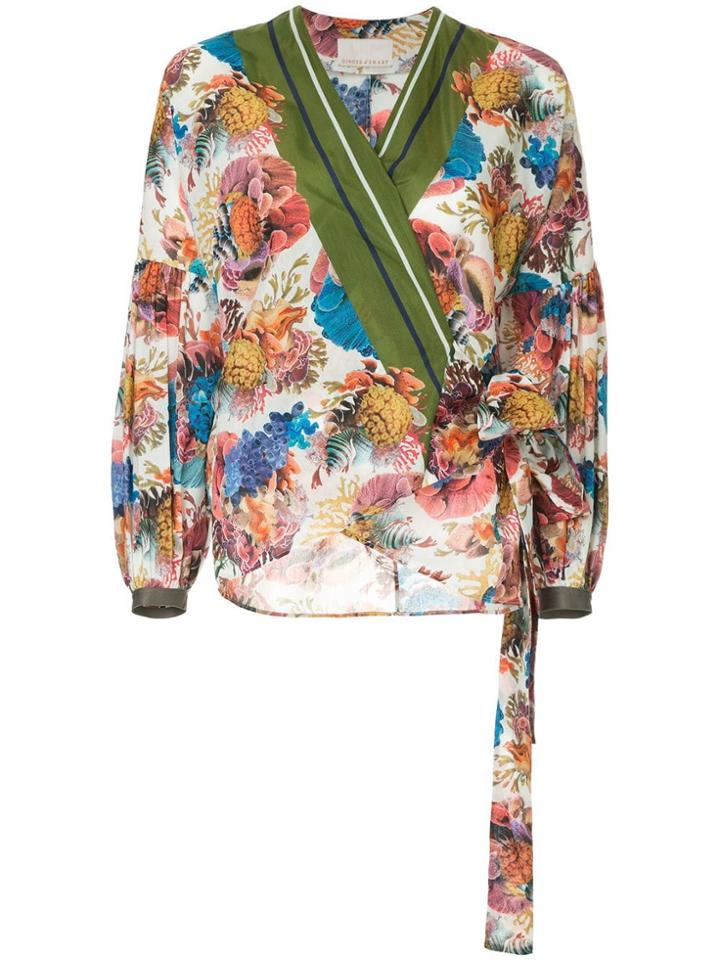 Ginger & Smart Submerge Floral Print Wrap Top - Multicolour