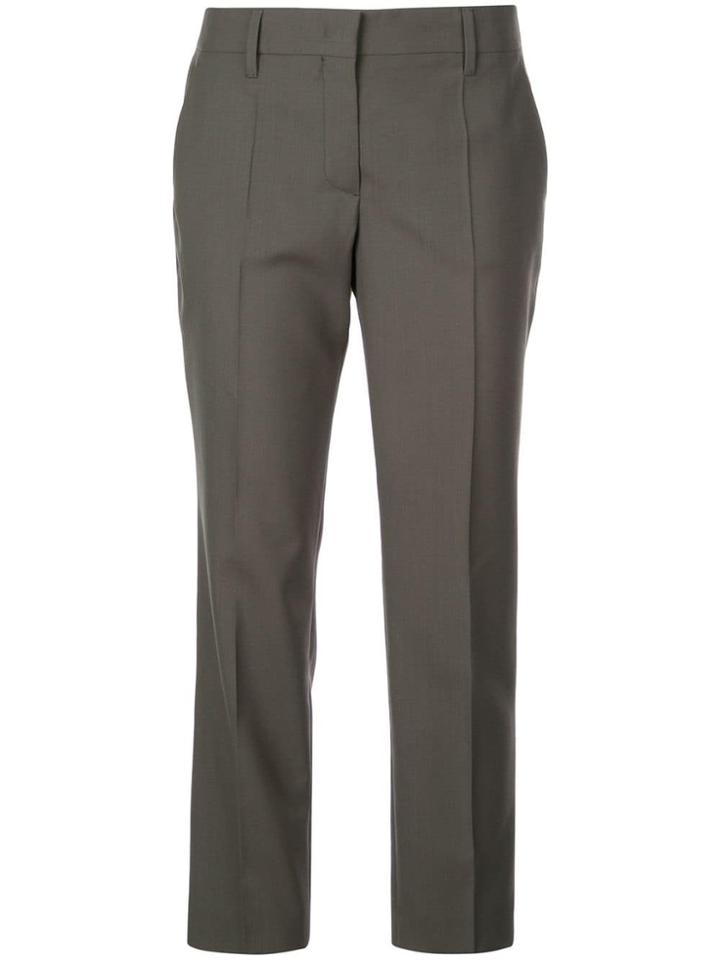 Prada Cropped Pleated Trousers - Blue