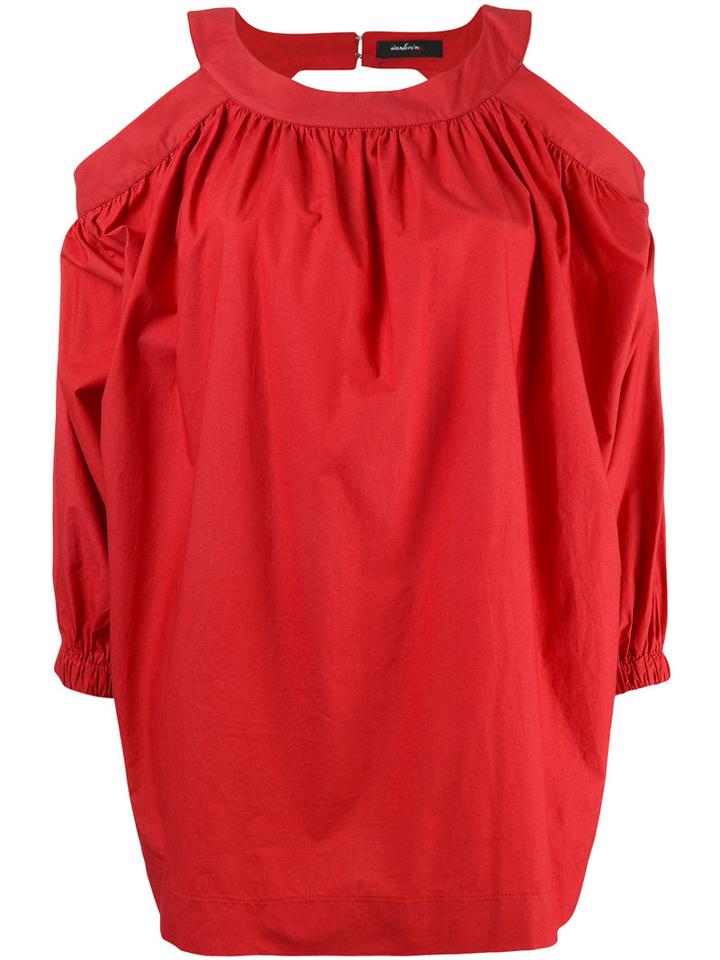 Wandering - Open Back Blouse - Women - Cotton - 42, Red, Cotton
