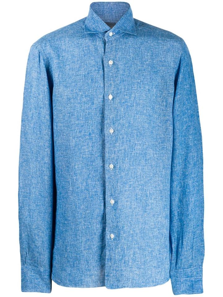 Barba Long Sleeve Button Shirt - Blue