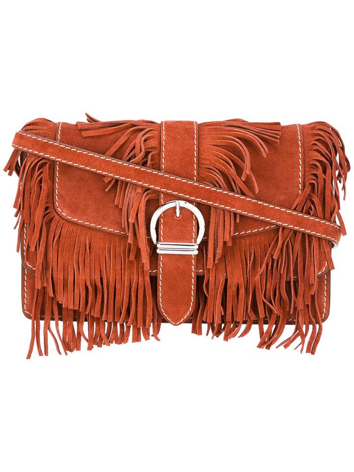 Barbara Bui Fringed Cowboy Shoulder Bag, Women's, Brown, Calf Leather/polyester