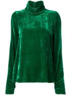 Forte Forte Velvet Turtle Neck Blouse - Green