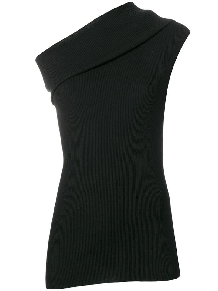 Rick Owens Ribbed One Shoulder Top - Black