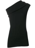 Rick Owens Ribbed One Shoulder Top - Black