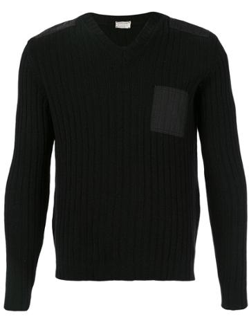 Helmut Lang Pre-owned 1997 Ribbed V-neck Jumper - Black
