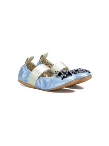 Mi Mi Sol Teen Embellished Ballerinas - Blue