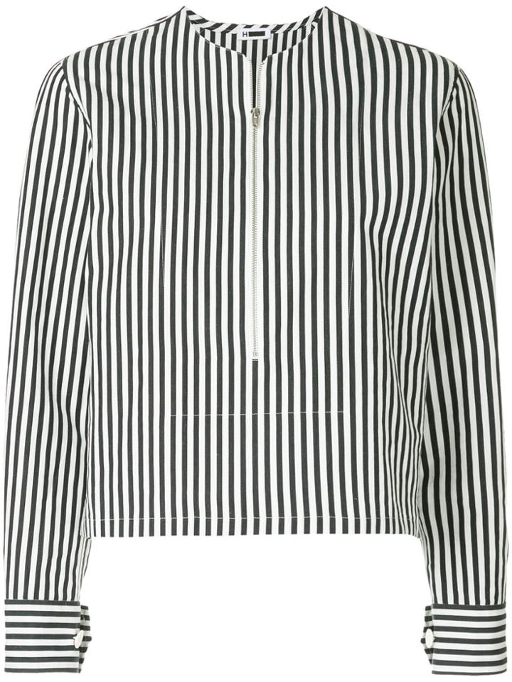 H Beauty & Youth Zipped Striped Blouse - Blue