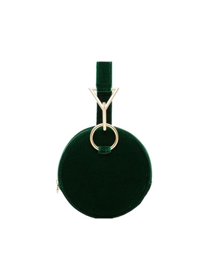 Tara Zadeh Azar Round Velvet Buckle Bag - Green